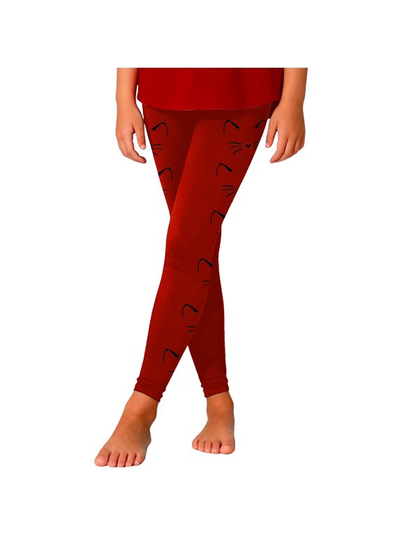 Girls Trousers Leisure Slim-Leg Cat Print Leggings Pants Size 9-10 Years