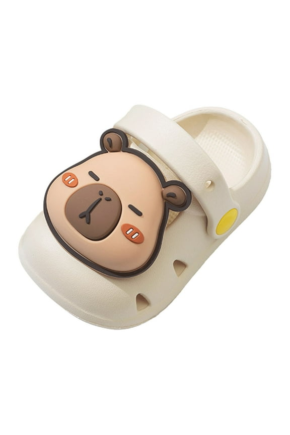 Todder Boys Girls Garden Clogs Slippers Capybara Decorations Swivel Ankle Strap Size 18-24 Months Beige Eva Sandals