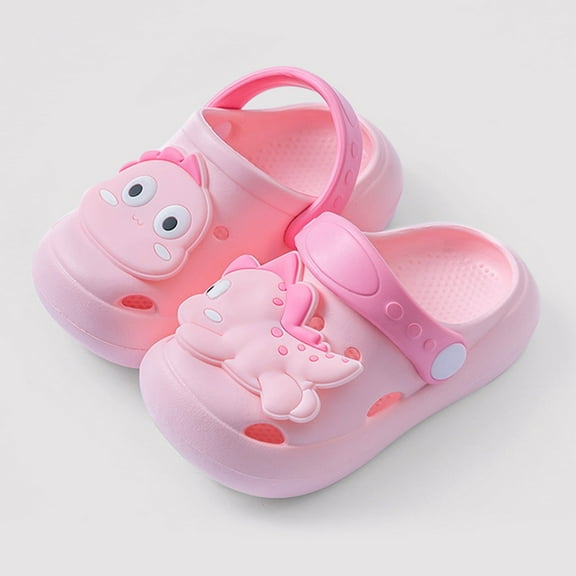Tfken Todder Boys Girls Sandals Eva Dinosaur Decoration Breathable Pink Slippers Size 2-3 Years