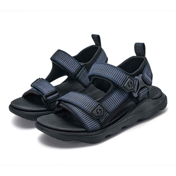 Tfken Todder Boys Sandals Open Toe Double Buckle Patchwork Soft Sole Casual Comfortable Sandal Navy Size 5.5-6 Years