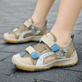 thumbnail image 1 of Tfken Todder Kids Boys Sandals 2025 Mesh Sport Athletic Closed Toe Double Buckle Casual Khaki Sandal Size 8.5-9 Years, 1 of 4