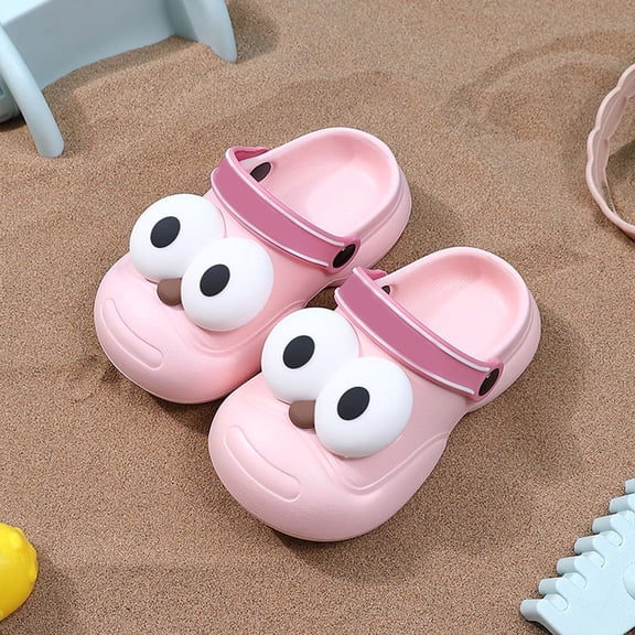 Tfken Todder Kids Girls Boys Sandals 3D Cartoon Print Adjustable Ankle Strap Closed Toe Daily Wear 2025 Eva Slippers Pink Size 2.5-3 Years