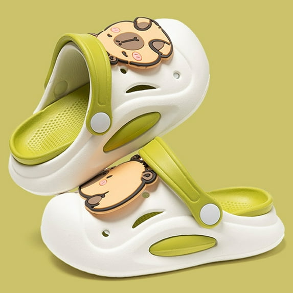Tfken Todder Kids Girls Boys Slippers Clogs Eva Capybara Print Non Green Sandals Size 2-3 Years
