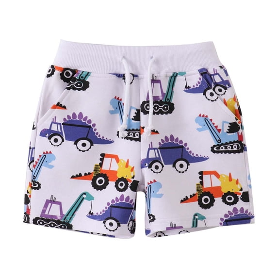 Tfken Toddler Boy Child Shorts Cartoon Print Drawstring Stretchy Cute Walkshorts Shorts Size 5-6 Years