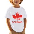 thumbnail image 1 of Tfken Toddler Boy Teen Canada Day Crew Neck Short Sleeve Tops Flag Print Breathable Soft Tee White Size 10-11 Years, 1 of 4
