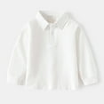 thumbnail image 1 of Tfken Toddler Boys Shirts Fashion Solid Color Long Sleeve Tee Soft Lapel Neck White Tops Size 18-24 Months, 1 of 3