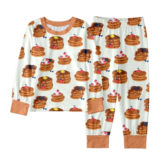 Tfken Toddler Boys Soft Pajamas Set Comfy Sleepwear Nightwear Fashion Lightweight Pajama Set Long Sleeve Pants Homewear Graphic Print Classic Loungewear Outfit Size 2-3 Years Orange