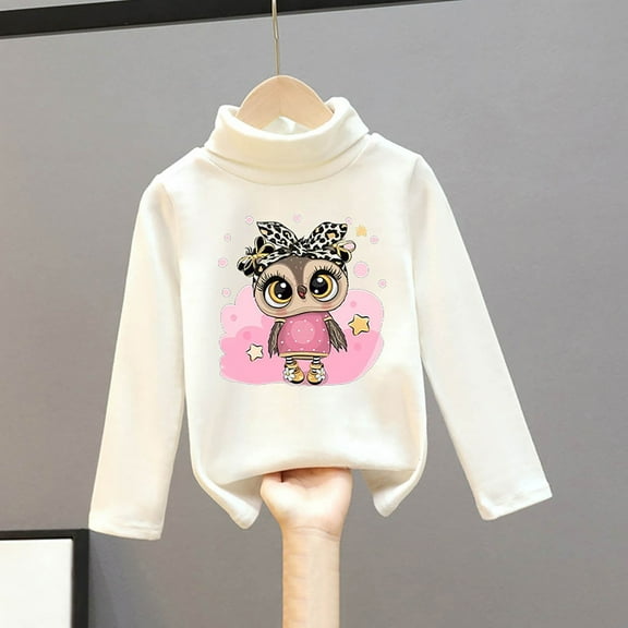 Tfken Toddler Boys Sweater Comfortable Cartoon Print Fashion Turtleneck Pullover Sweater White Size 18-24 Months