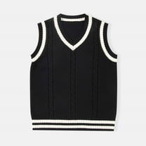 Tfken Toddler Boys Sweater Vest Daily Wear Solid Color School Uniform V-Neck Varsity Sweater Black Size 2-3 Years