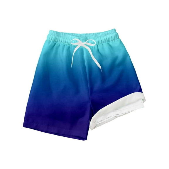 Tfken Toddler Boys Swimwear Comfortable Summer Drawstring Waist Blue Short Board Swim Trunks Size 5-6 Years