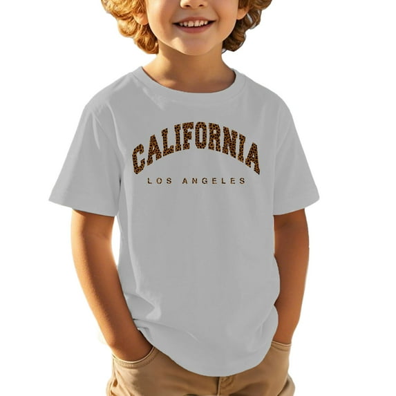 Tfken Toddler Boys T Shirts Size 10-11 Years Girls Printed Children Casual Sports Comfortable Loose Cute Short Sleeved Boy Tops Light Gray