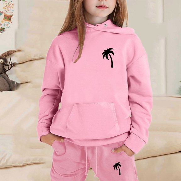 Tfken Toddler Child Girls Outfits Sets Tree Print Long Sleeve Sweatshirt Pants Cute Pink Clothing Set Size 2-3 Years