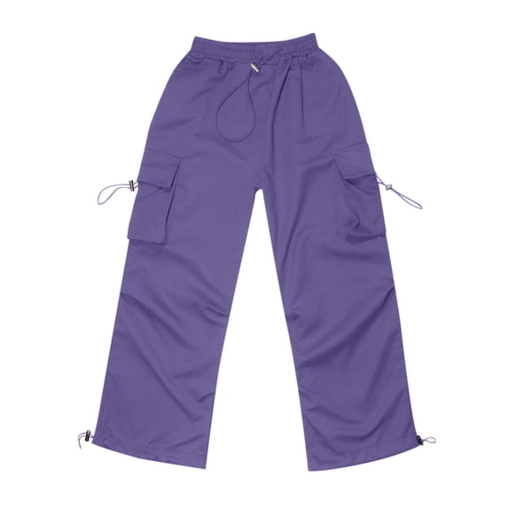 Tfken Toddler Child Girls Pants Cargo Drawstring Waist Solid Color Summer Cool Purple Pant Size 3-4 Years