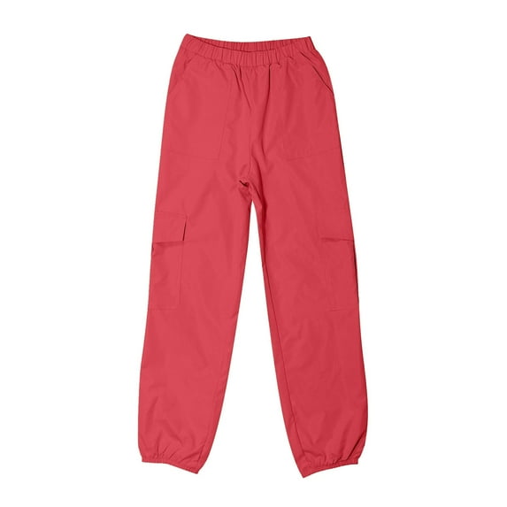 Tfken Toddler Child Girls Pants Size 5-6 Years Cargo Ankle-Length Elastic Waist Comfortable Relaxed Red Pant