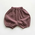 thumbnail image 1 of Tfken Toddler Child Girls Shorts Trendy Elastic Waist Solid Color Cool Purple Half Pant Size 18-24 Months, 1 of 5