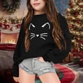 thumbnail image 1 of Tfken Toddler Child Girls Sweatshirt Crew Neck Cat Print Tops Pullover Sweater Long Sleeve Black Size 5-6 Years, 1 of 4