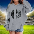thumbnail image 1 of Tfken Toddler Child Girls Sweatshirt Size 5-6 Years Long Sleeve Rugby Print Tops Casual Comfortable Hoodies Grey, 1 of 4
