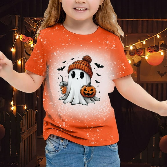 Tfken Toddler Child Girls T-Shirts Crew Neck Short Sleeve Cartoon Print Tops Soft Cute Tee Light Green Size 3-4 Years