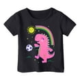 thumbnail image 1 of Tfken Toddler Child Girls Tee Crew Neck Short Sleeve Rainbow Print T-Shirts Summer Stylish Breathable Tops Black Size 10-11 Years, 1 of 3
