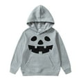 thumbnail image 1 of Tfken Toddler Child boys Hoodies Size 11-12 Years Halloween Long Sleeve Hooded Sweatshirt Pumpkin Print Fashion Grey Tops, 1 of 4