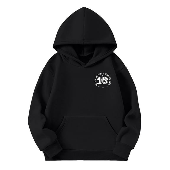Tfken Toddler Children Boys Hoodies Letter Print Hooded Tops Fashion Trendy Long Sleeve Black Sweatshirt Size 7-8 Years