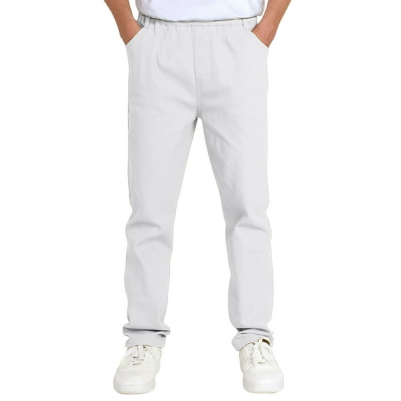 Tfken Toddler Children Boys Pants Size 5-6 Years Straight Skinny Comfort Waist Fashion Cute Trousers White