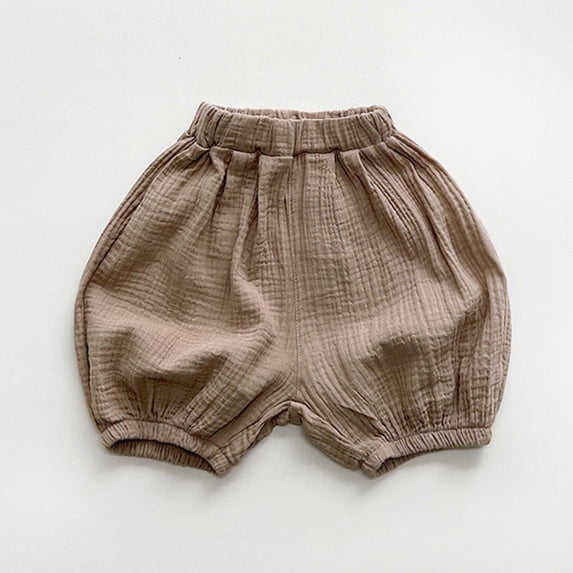 Tfken Toddler Children Girls Half Pant Elastic Waist Solid Color Trendy Khaki Shorts Size 4-5 Years