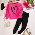 thumbnail image 1 of Tfken Toddler Children Girls Outfits Sets Size 7-8 Years Long Sleeve Heart Print Sweatshirt Pant Comfortable Classic-Fit Red Clothing Set, 1 of 9