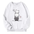 thumbnail image 1 of Tfken Toddler Children Girls Sweatshirt Crew Neck Cat Print Pullover Sweater Tops Long Sleeve White Size 7-8 Years, 1 of 6