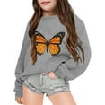 thumbnail image 1 of Tfken Toddler Children Girls Sweatshirt Fashion Butterfly Print Pullover Sweater Long Sleeve Trendy Grey Tops Size 9-10 Years, 1 of 3