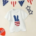 thumbnail image 1 of Tfken Toddler Children Girls Tee Independence Day Crew Neck Short Sleeve Cartoon Print T-Shirts Patriotic Cute White Tops The Fourth Of July Size 3-4 Years, 1 of 2