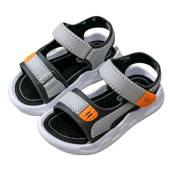 Tfken Toddler Children Sandals Open Toe Double Buckle Patchwork Flatform Sport Athletic Pool Leisure Boys Sandal Grey Size 3.5-4 Years