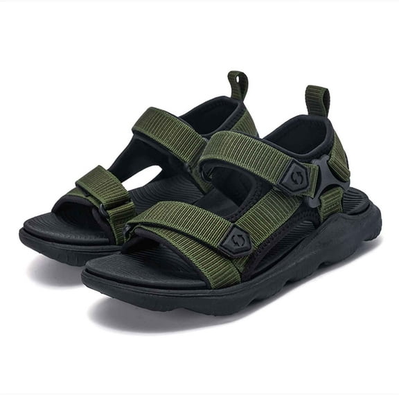 Tfken Toddler Children Sandals Relaxed Soft Sole Open Toe Double Buckle Patchwork Pool Army Green Boys Sandal Size 5.5-6 Years