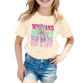 thumbnail image 1 of Tfken Toddler Girl Kids T-Shirts 100 Days Celebration Crew Neck Short Sleeve Tops Letter Print Soft Casual Girls Tee Hot Pink Size 3-4 Years, 1 of 4