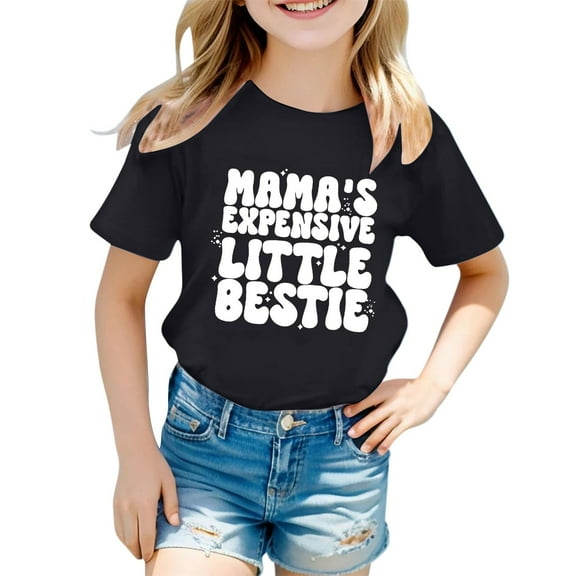 Tfken Toddler Girl Kids T-Shirts Crew Neck Short Sleeve Tops Letter Print Cute Soft Girls Tee Light Green Size 2-3 Years