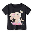 thumbnail image 1 of Tfken Toddler Girl Kids T-Shirts Crew Neck Short Sleeve Tops Rabbit Print Fashion Summer Girls Tee Pink Size 2-3 Years, 1 of 3