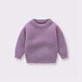 thumbnail image 1 of Tfken Toddler Girls Sweater Size 0-6 Months Crew Neck Solid Color Soft Warm Purple Pullover Sweater, 1 of 3