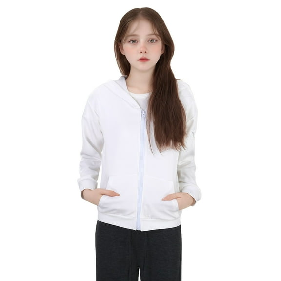 Tfken Toddler Jacket Size 2-3 Years Long Sleeve Solid Color Hooded Comfortable Hoodies White Coat