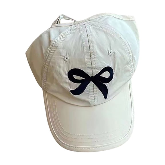 Tfken Toddler Kids Baseball Cap Bow Print All-Season Cozy Daily Wear Beige Hat