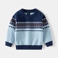 thumbnail image 1 of Tfken Toddler Kids Girls Sweater Classic-Fit Fair Isle Print Fall Crew Neck Pullover Sweater Blue Size 18-24 Months, 1 of 5