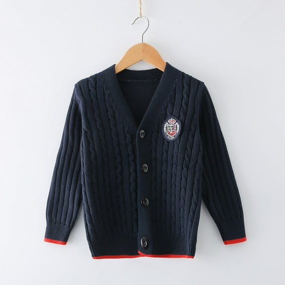 Tfken Toddler Kids Girls Sweater V-Neck Long Sleeve Solid Color School Uniform Fall Varsity Sweater Blue Size 2-3 Years