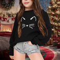 thumbnail image 1 of Tfken Toddler Kids Girls Sweatshirt Casual Long Sleeve Crew Neck Cat Print Tops Soft Pullover Sweater Black Size 4-5 Years, 1 of 4