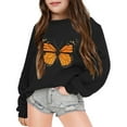 thumbnail image 1 of Tfken Toddler Kids Girls Sweatshirt Crew Neck Butterfly Print Pullover Sweater Tops Long Sleeve Black Size 3-4 Years, 1 of 3