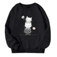 thumbnail image 1 of Tfken Toddler Kids Girls Sweatshirt Size 3-4 Years Long Sleeve Cat Print Casual Soft Daily Wear Tops Black Pullover Sweater, 1 of 6