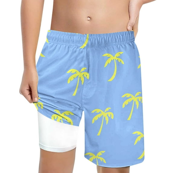 Tfken Toddler Teen Boy Swimwear Hawaii Print Summer Becah Swim Trunks Sky Blue Size 14-16 Years