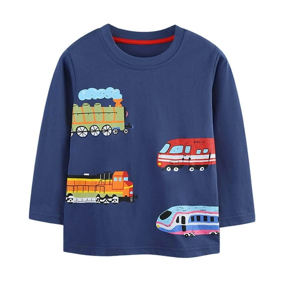 Tfken Toddler Teen Boys Sweatshirt Fashion Crew Neck Car Print Pullover Shirts Fall Blue Tops Size 3-4 Years