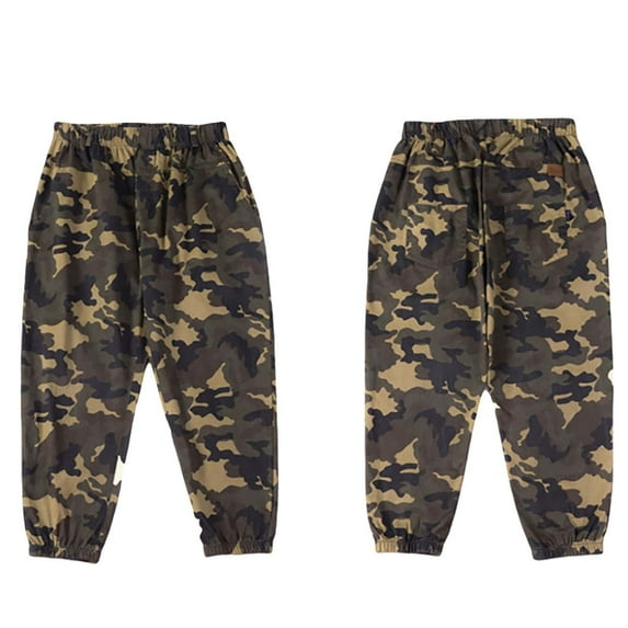 Tfken Toddler Teen Boys Trousers Solid Color Full-Length Relaxed Straight-Leg Elastic Waist Uniform School Trendy Pants Camouflage Size 5-6 Years