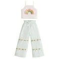 thumbnail image 1 of Tfken Toddler Teen Girl Outfits Sets Size 4-5 Years White 2 Pieces Rainbow Print Summer Halter Tops Pants Soft Sleeveless Outfit Set, 1 of 8