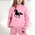thumbnail image 1 of Tfken Toddler Girls Outfit Set Classic-Fit Long Sleeve Sweatshirt Pant Relaxed Cartoon Print Hooded Pink Clothing Sets Size 8-9 Years, 1 of 4