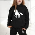 thumbnail image 1 of Tfken Toddler Teen Girls Outfits Sets Cartoon Print Sweatshirt Pant Outdoor Long Sleeve Hooded Daily Wear Clothing Set Black Size 2-3 Years, 1 of 4